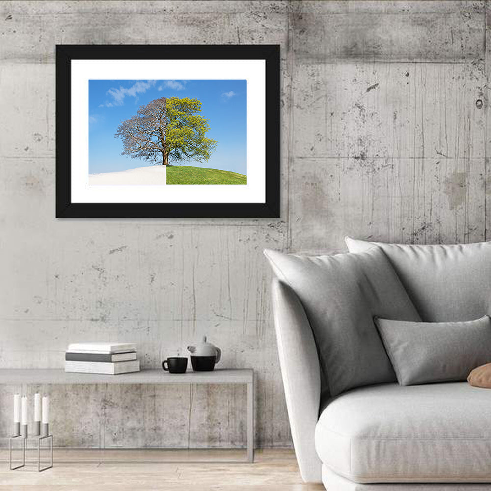 Split Season Tree Landscape Wall Art