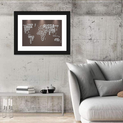 Text Based World Map Wall Art