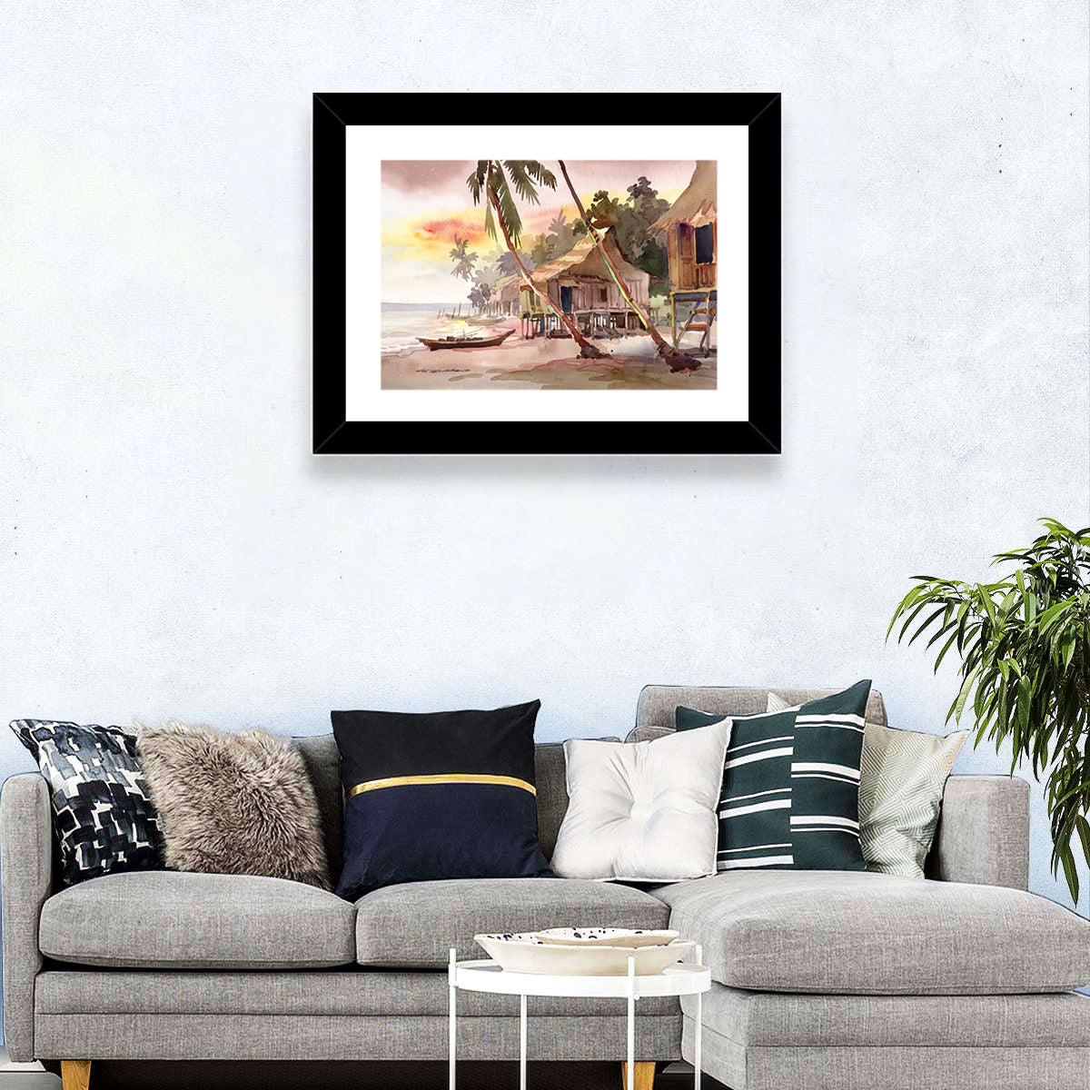 Malaysian Coastal Village at Sunset Wall Art