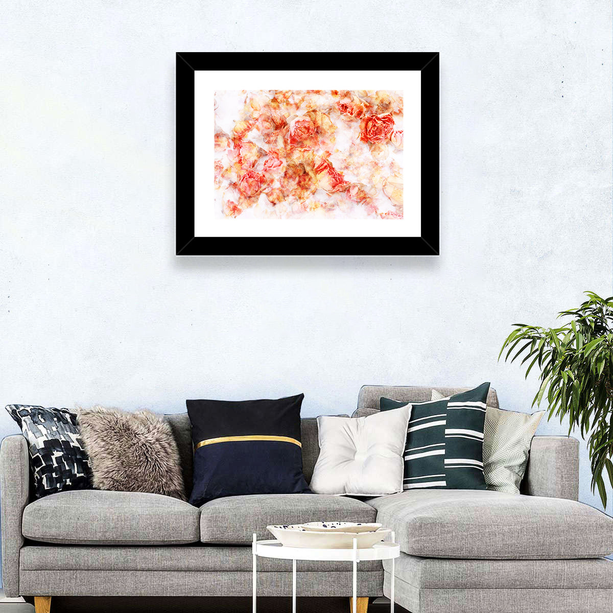 Scattered Dried Rose Petals Wall Art in a room, landscape