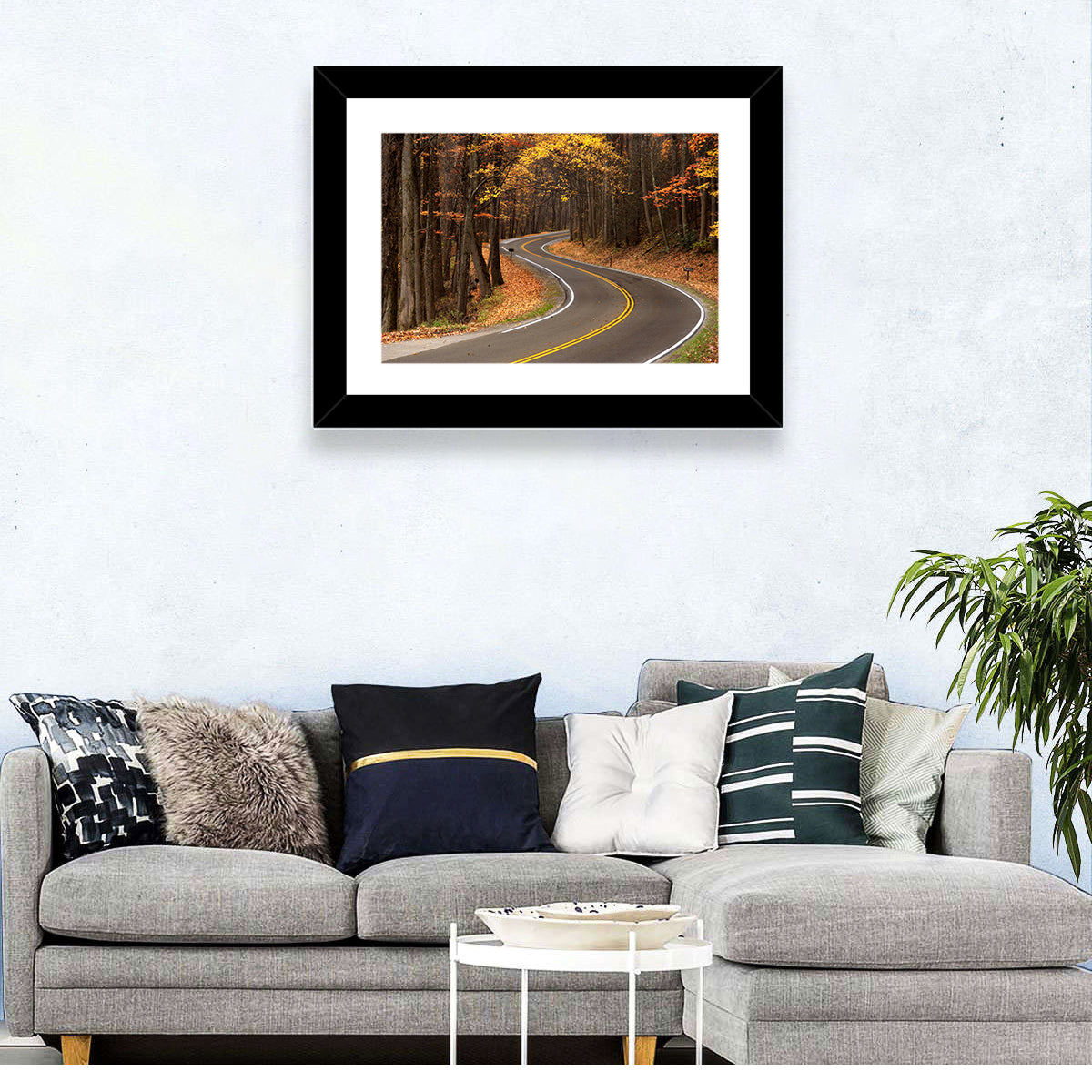 Curvy Autumn Roadway Wall Art