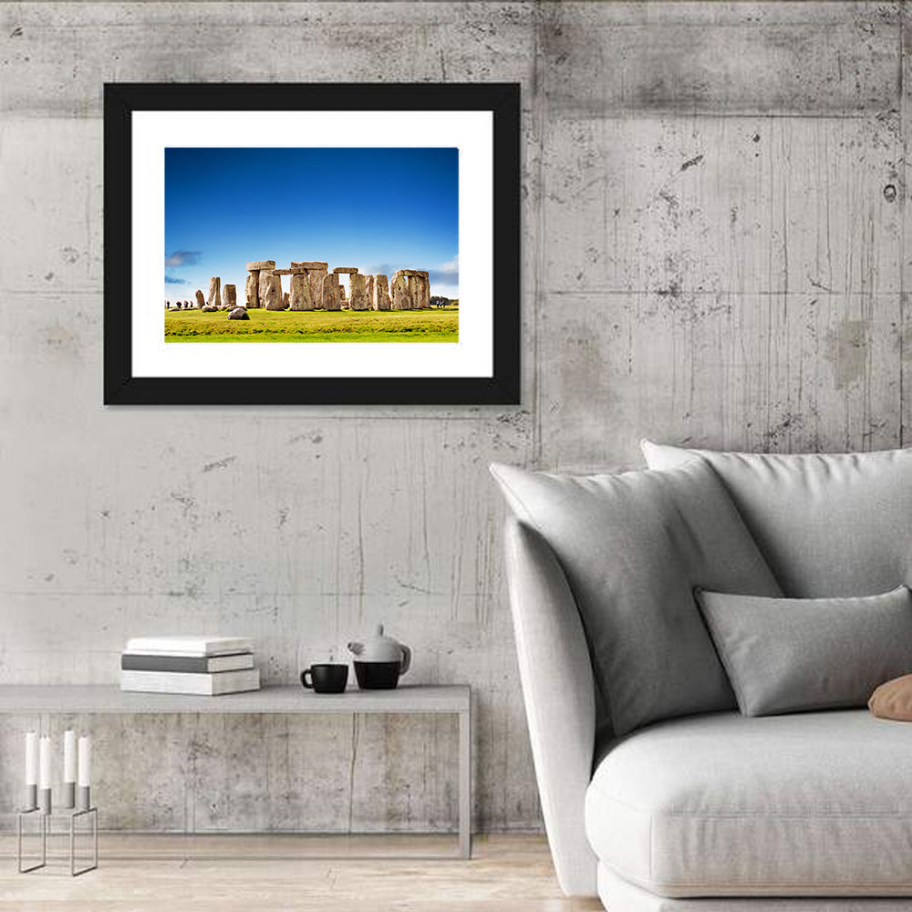 Stonehenge Under Blue Sky Wall Art in a room, landscape