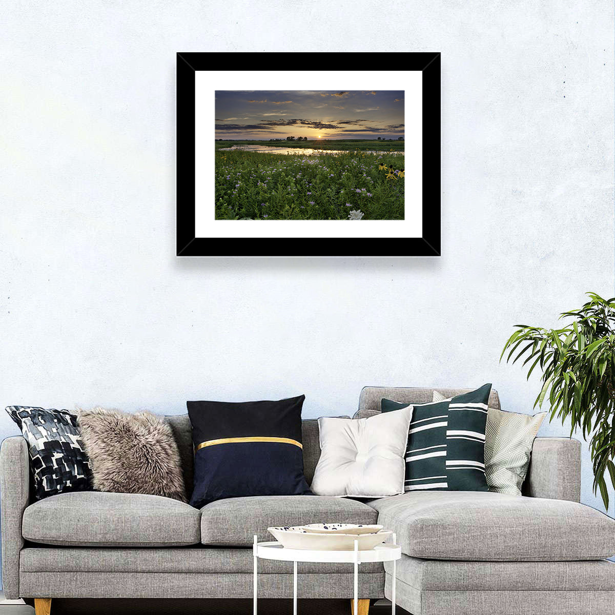 Illinois Fields Sunset Wall Art in a room, landscape