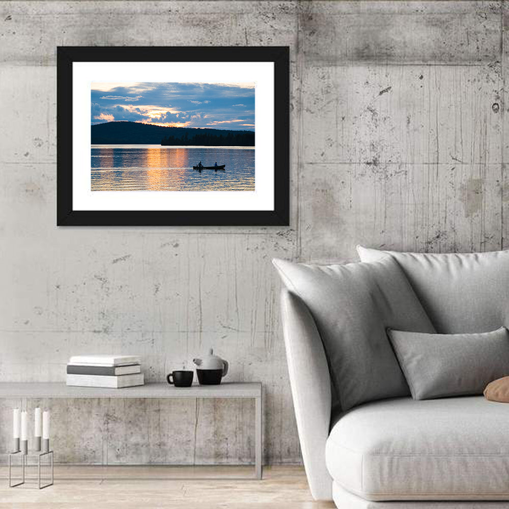 Moosehead Lake Sunset Wall Art in a room, landscape