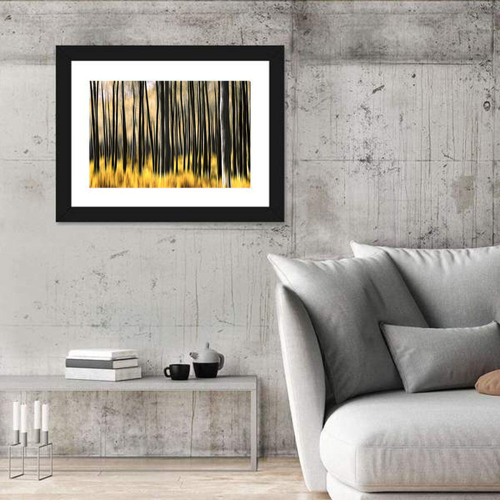 Golden Abstract Forest Wall Art