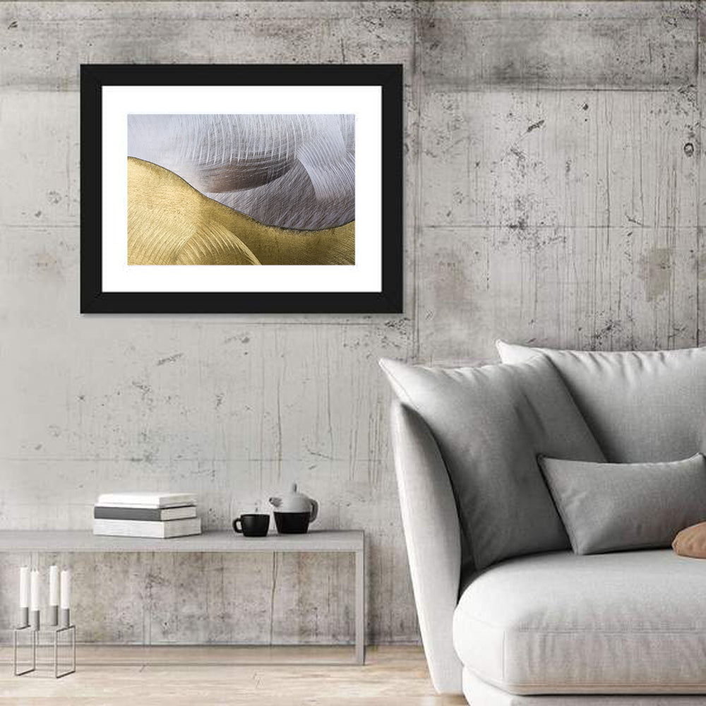 Thin Line Metallic Abstract Wall Art in a room, landscape
