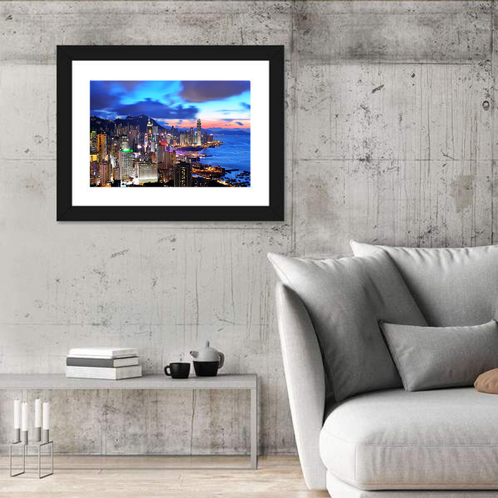 Victoria Harbour Skyline, Hong Kong Wall Art in a room, landscape