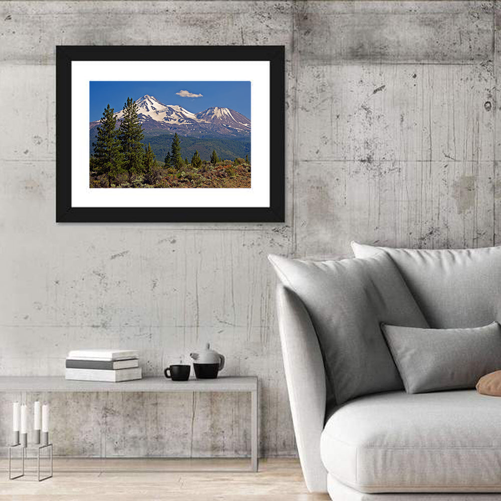 Mount Shasta Wall Art in a room, landscape