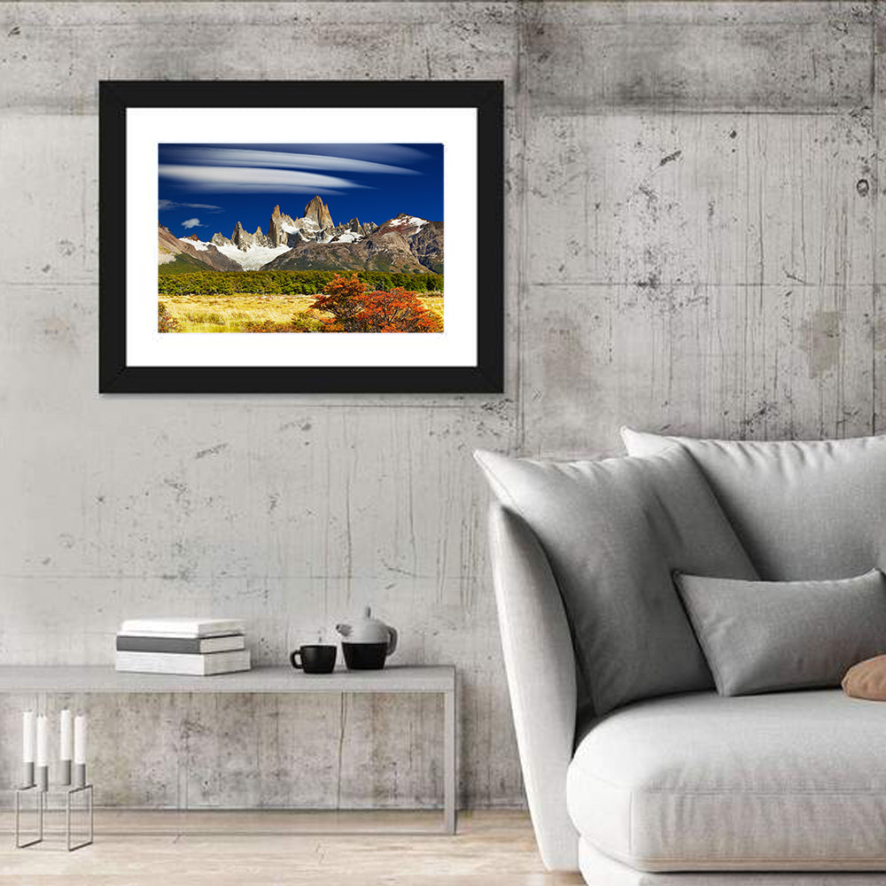 Fitz Roy Peaks, El Chaltén Wall Art in a room, landscape
