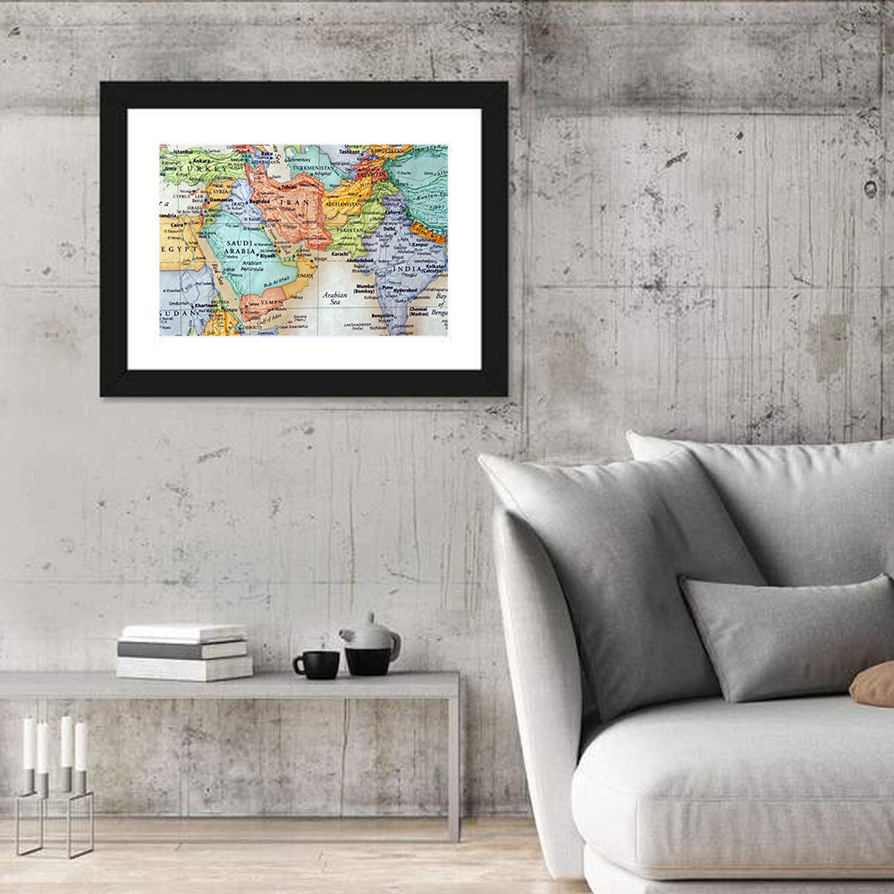 Middle East Political Map Wall Art