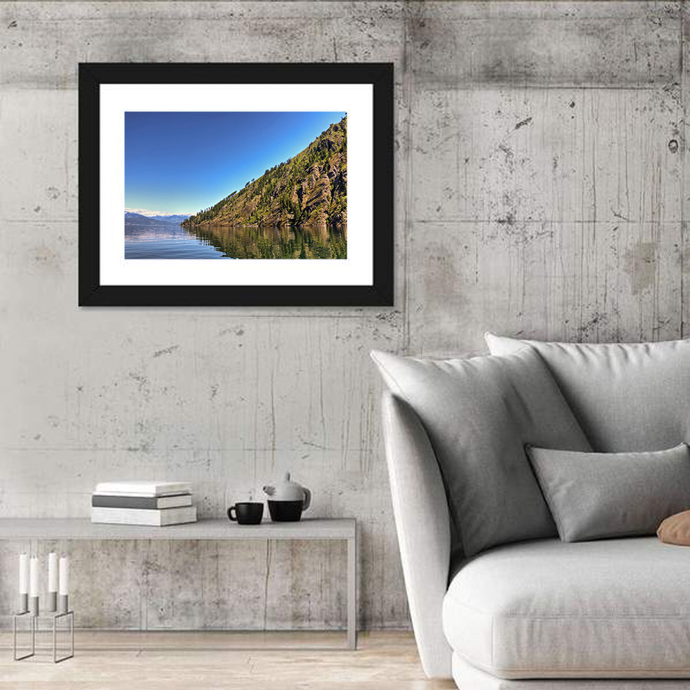 Monarch Mountains Lake Wall Art in a room, landscape