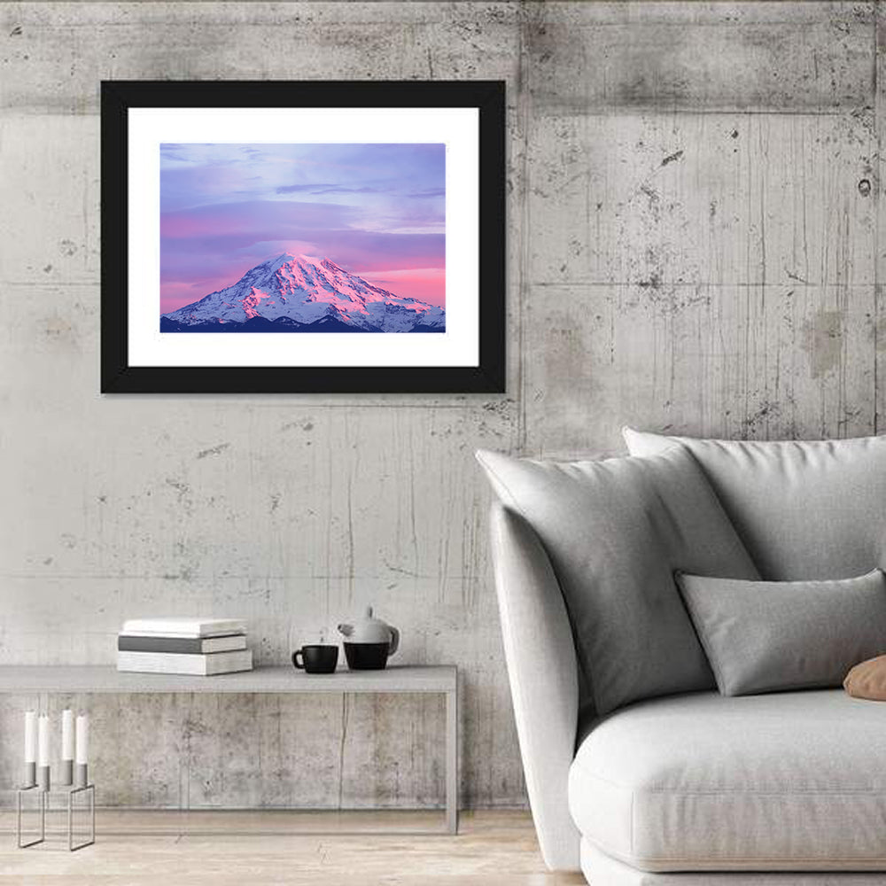 Mount Rainier Alpenglow with Lenticular Cloud Wall Art