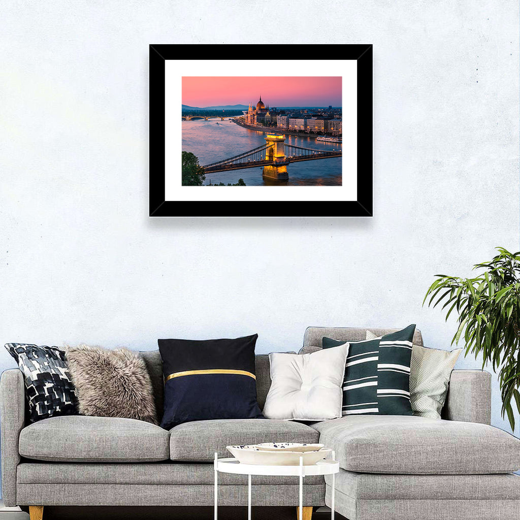 Budapest Chain Bridge at Twilight Wall Art