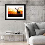 Golden Hour Deer Silhouette Wall Art