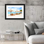 Gili Meno Beach with Thatched Umbrellas Wall Art