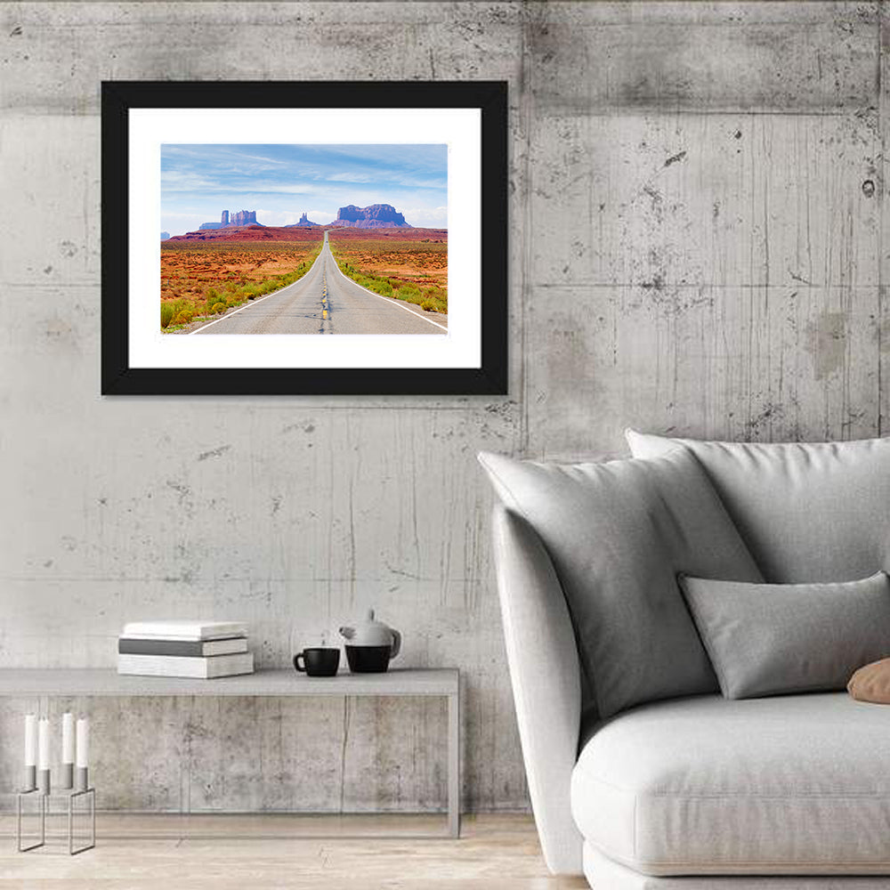 Highway 163 Into Monument Valley Wall Art in a room, landscape