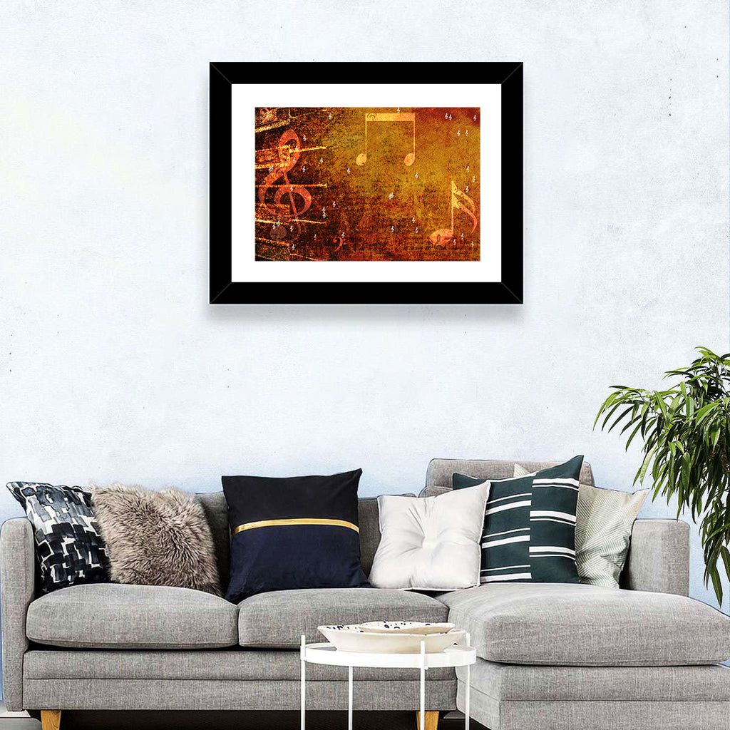 Grunge Sheet Music Collage Wall Art