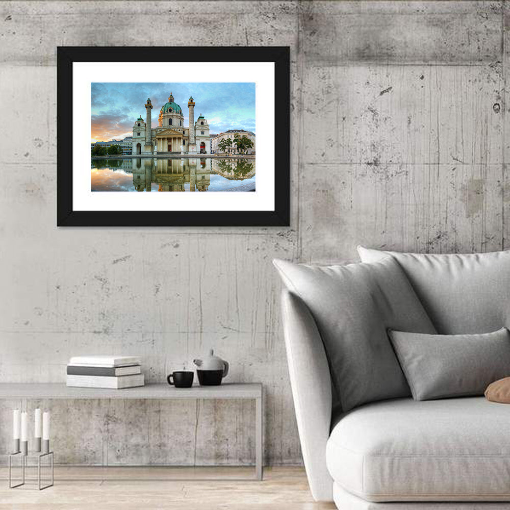 Karlskirche at Golden Hour Wall Art in a room, landscape