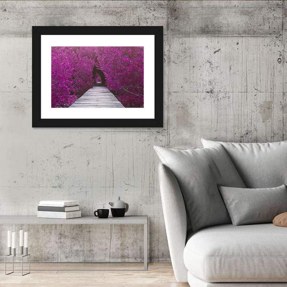 Magenta Mangrove Pathway Wall Art in a room, landscape