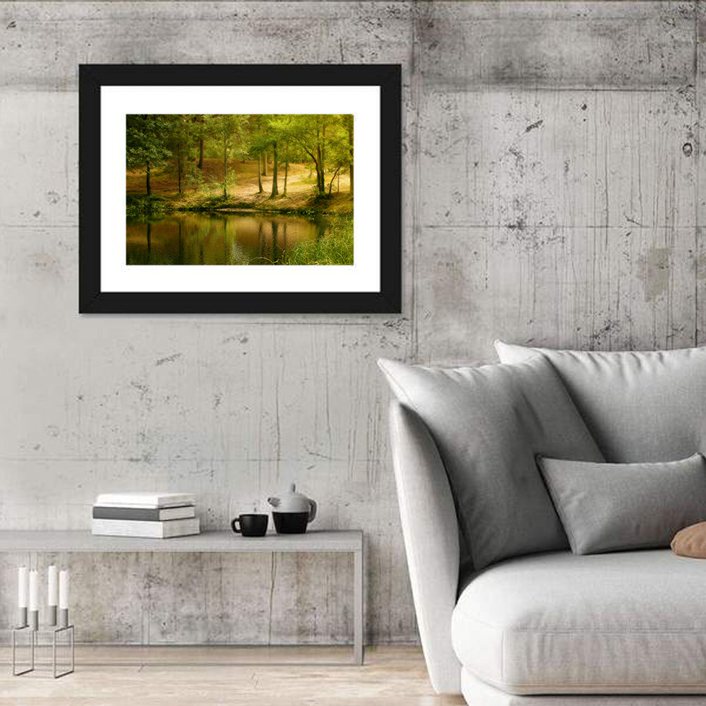 Forest Pond at Golden Hour Wall Art
