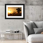 Cowboy Silhouette at Golden Sunset Wall Art