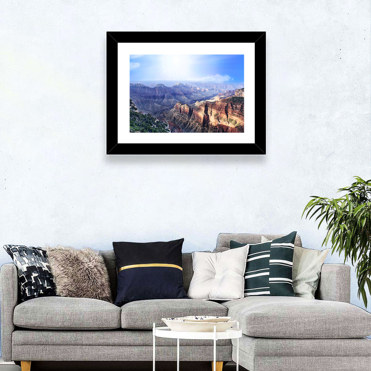 Grand Canyon Sunlit Vista Wall Art in a room, landscape