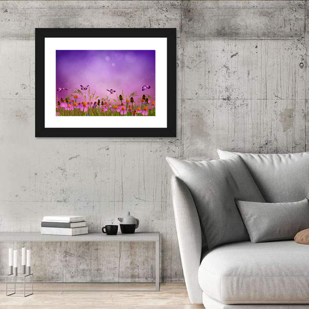 Purple Coneflower Butterfly Meadow Wall Art