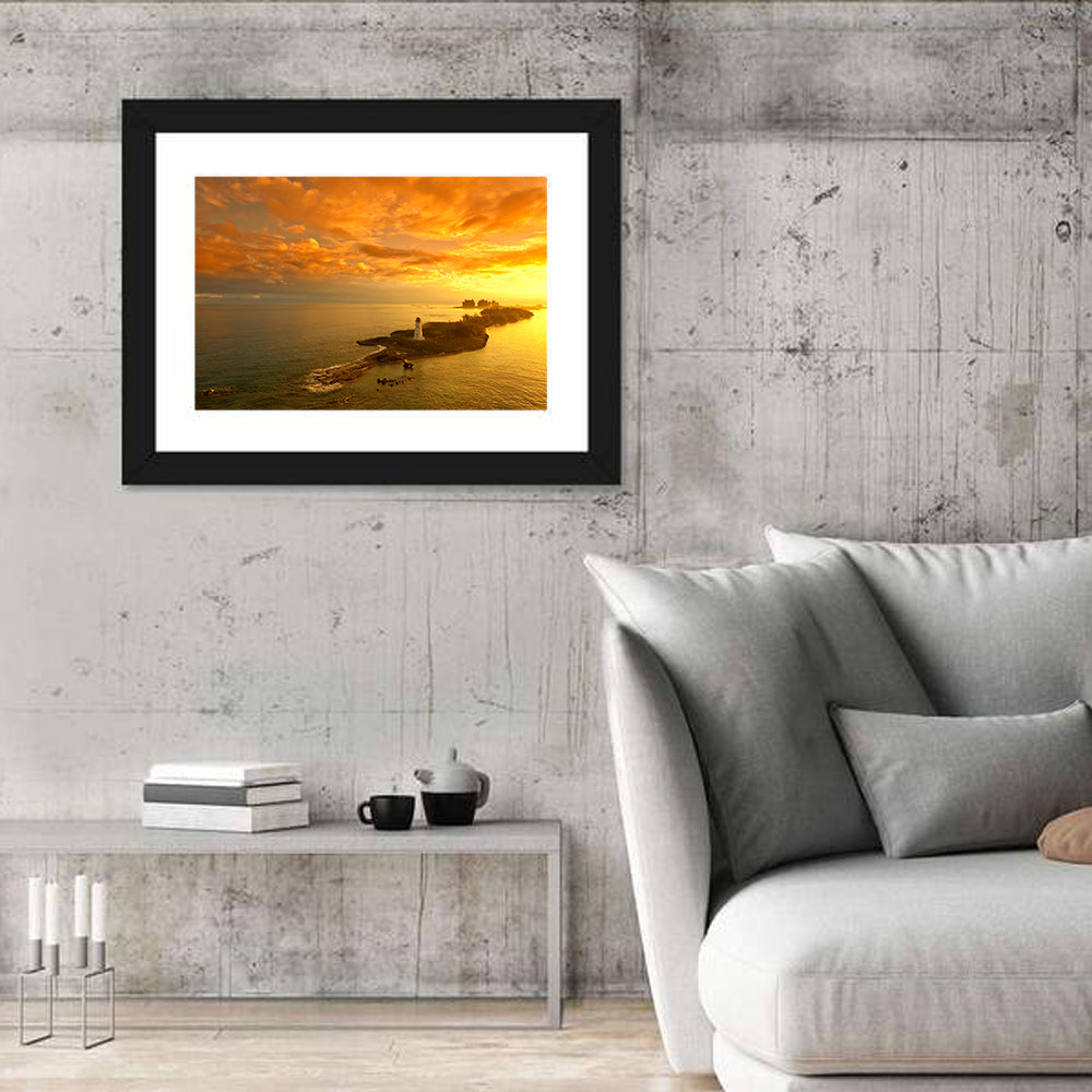 Nassau Lighthouse at Golden Hour Wall Art in a room, landscape