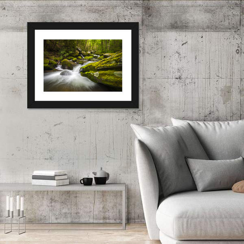 Gatlinburg Park Stream Wall Art in a room, landscape