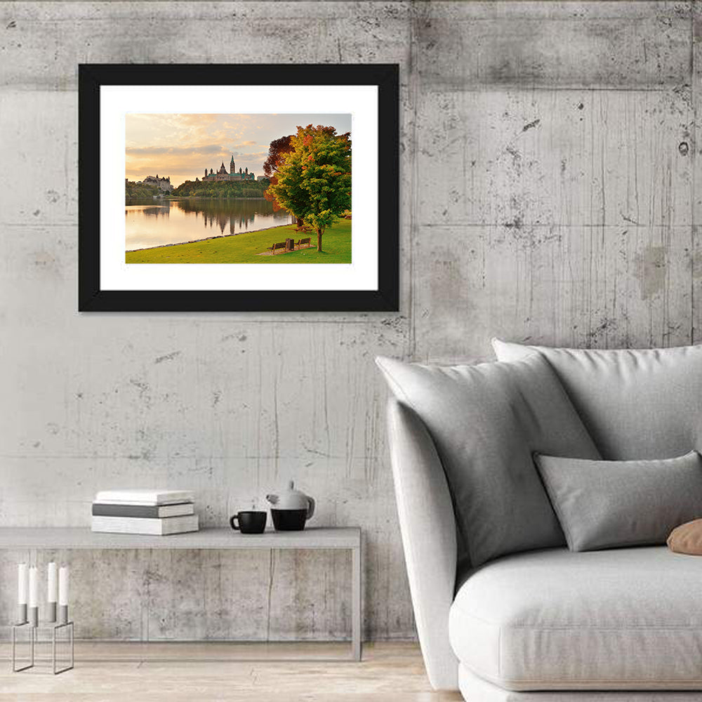 Ottawa Skyline at Golden Hour Wall Art in a room, landscape