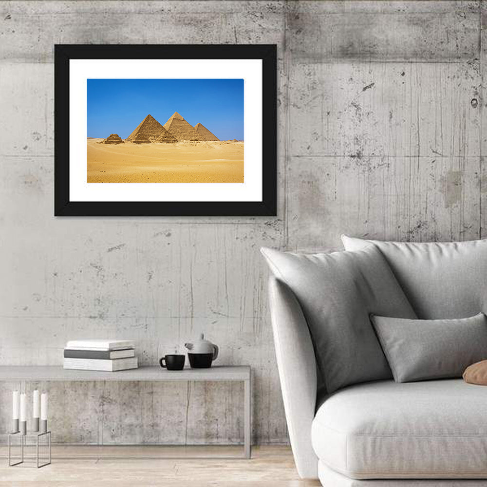 Pyramids of Giza Photograph Wall Art in a room, landscape