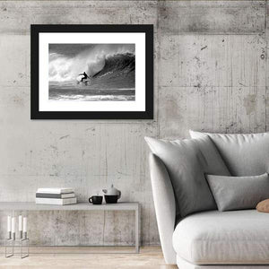 Surfing On Large Wave Wall Art