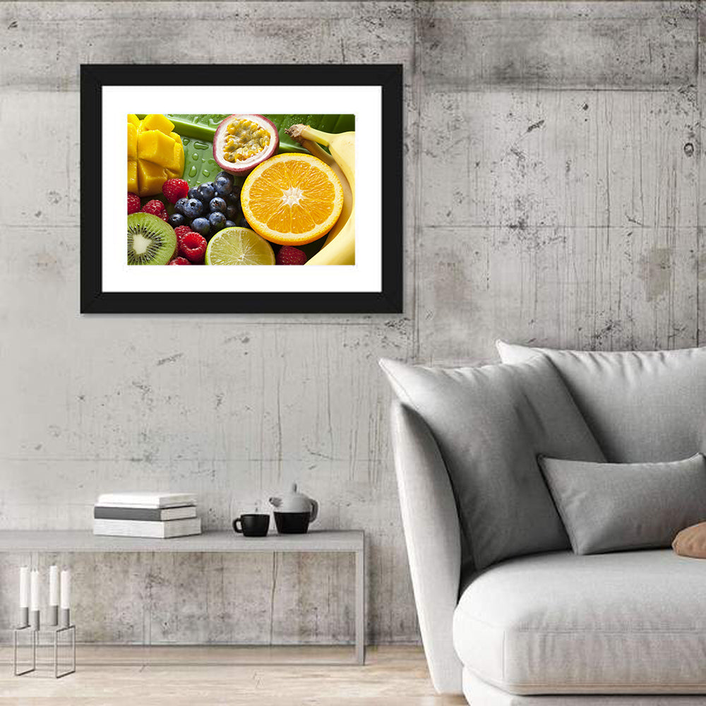 Vibrant Fresh Fruit Flat Lay Wall Art