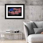 M16 Over Distressed American Flag Wall Art