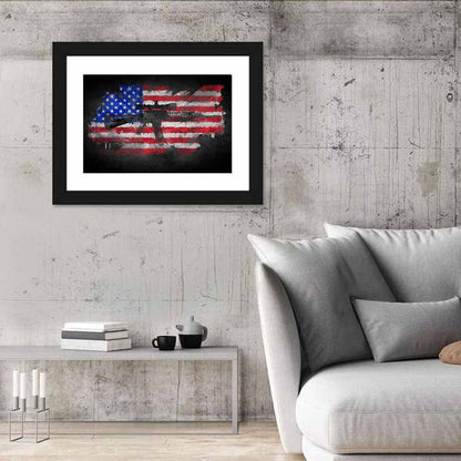 M16 on American Flag Wall Art