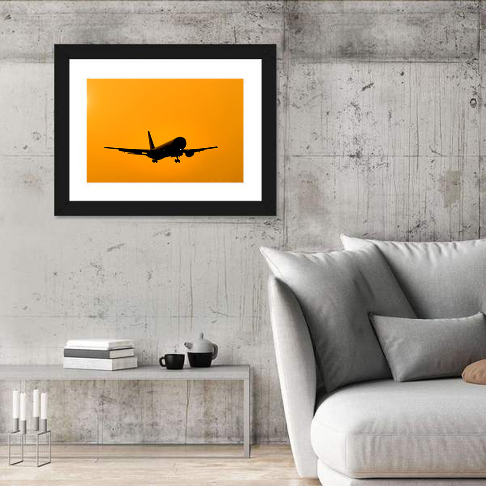 Golden Hour Airliner Silhouette Wall Art