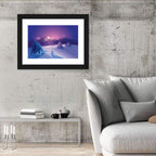 Lavender Winter Mountain Illustration Wall Art
