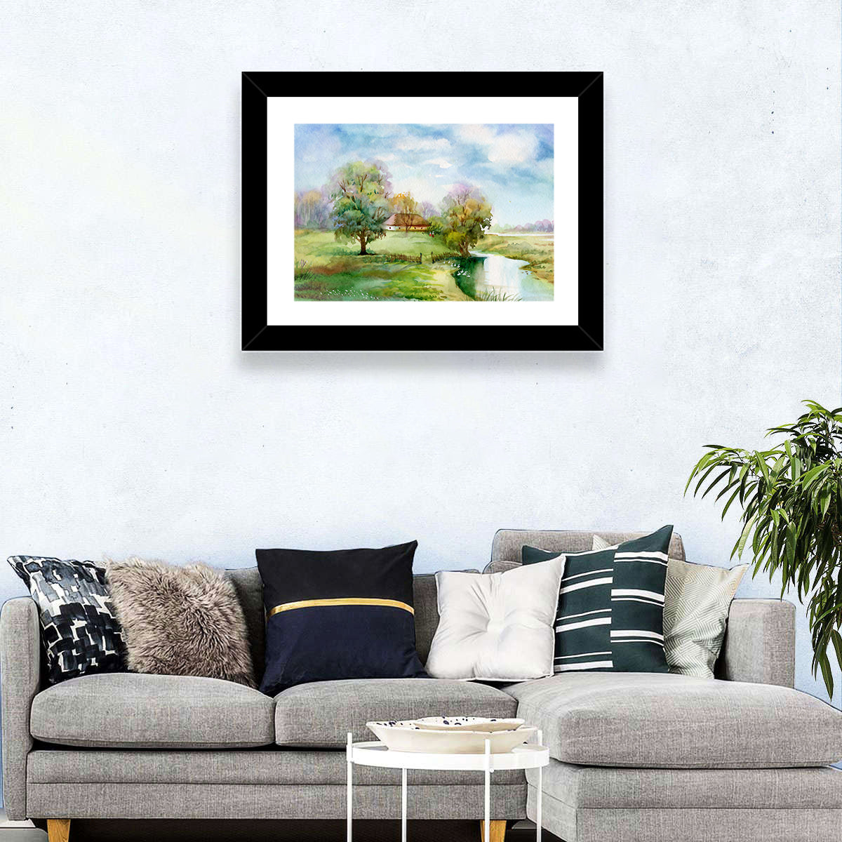 Spring Cottage by the Stream Wall Art