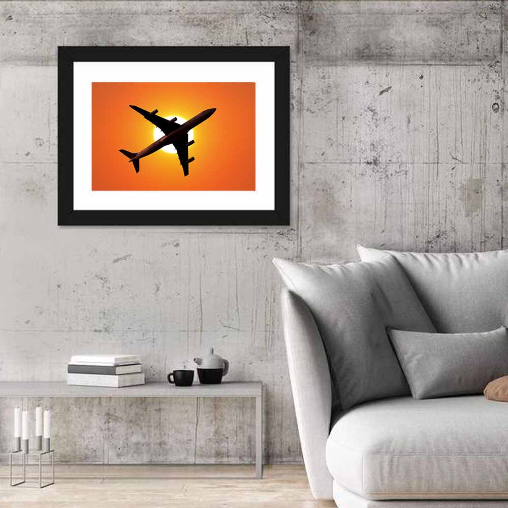 Sunrise Airplane Silhouette Wall Art