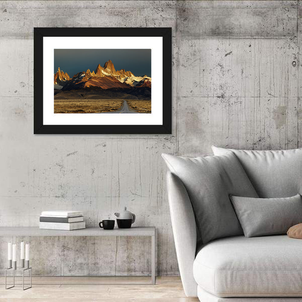 Mount Fitz Roy Sunrise Wall Art in a room, landscape