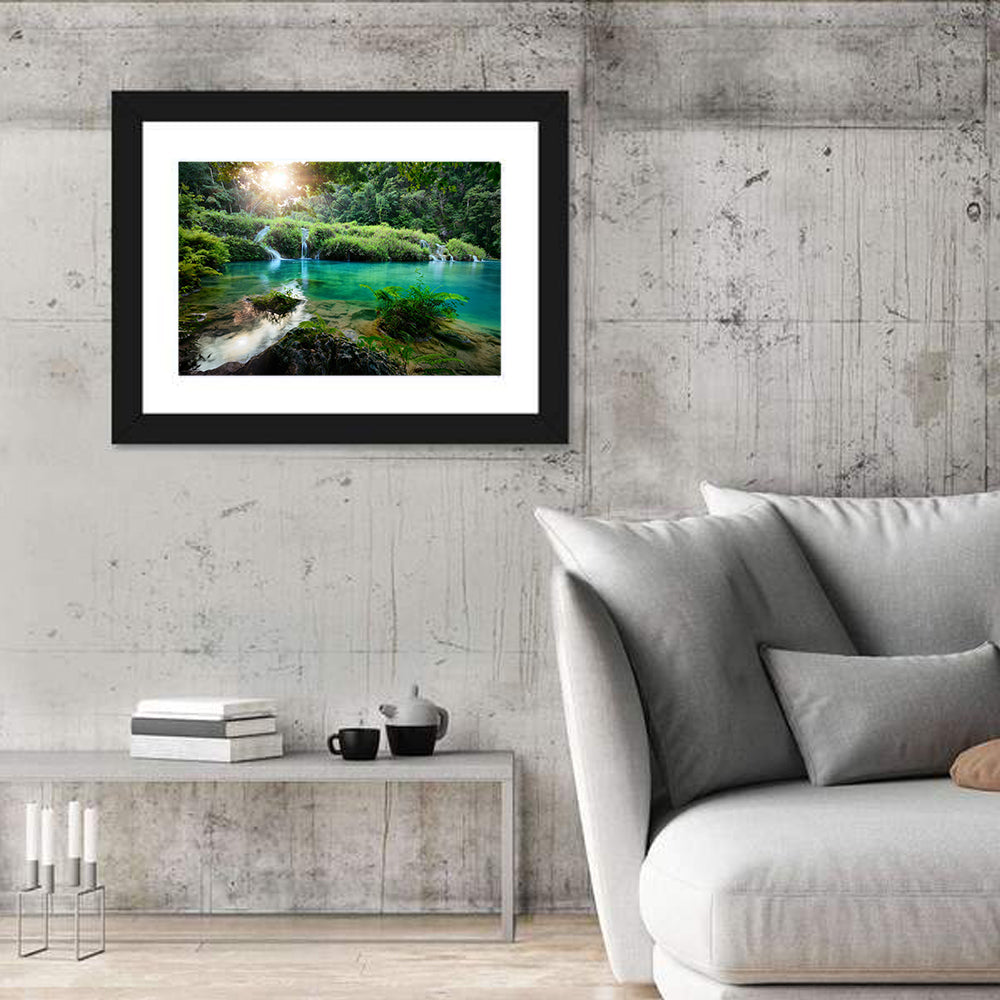 Semuc Champey Turquoise Pools Wall Art in a room, landscape