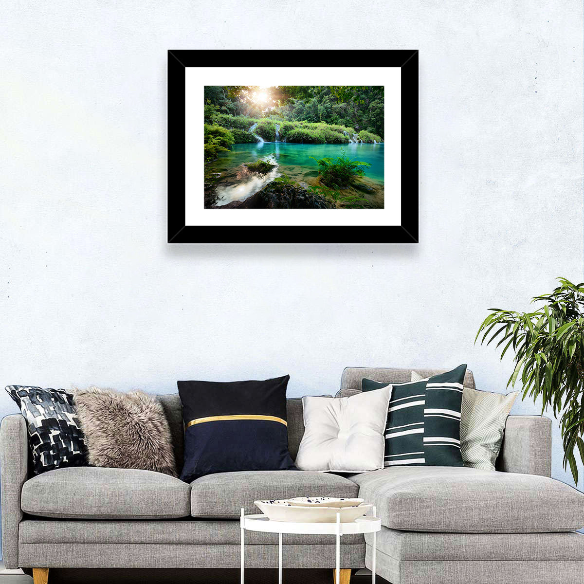 Semuc Champey Turquoise Pools Wall Art in a room, landscape