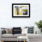 Yellow and Gray Color Block Abstract Wall Art
