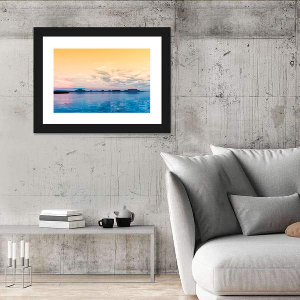 Lake Balaton at Golden Hour Wall Art in a room, landscape