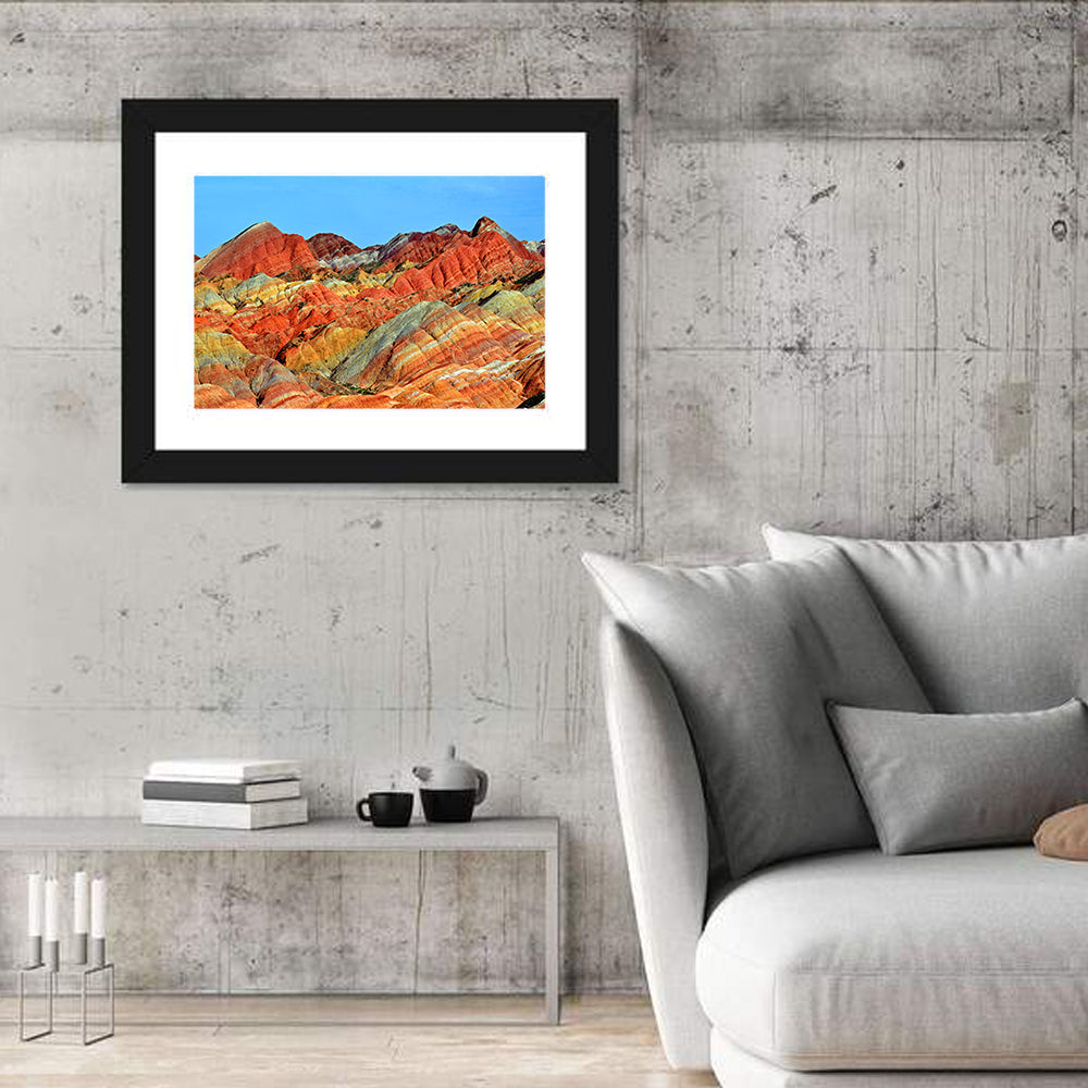 Mount Danxia Wall Art in a room, landscape