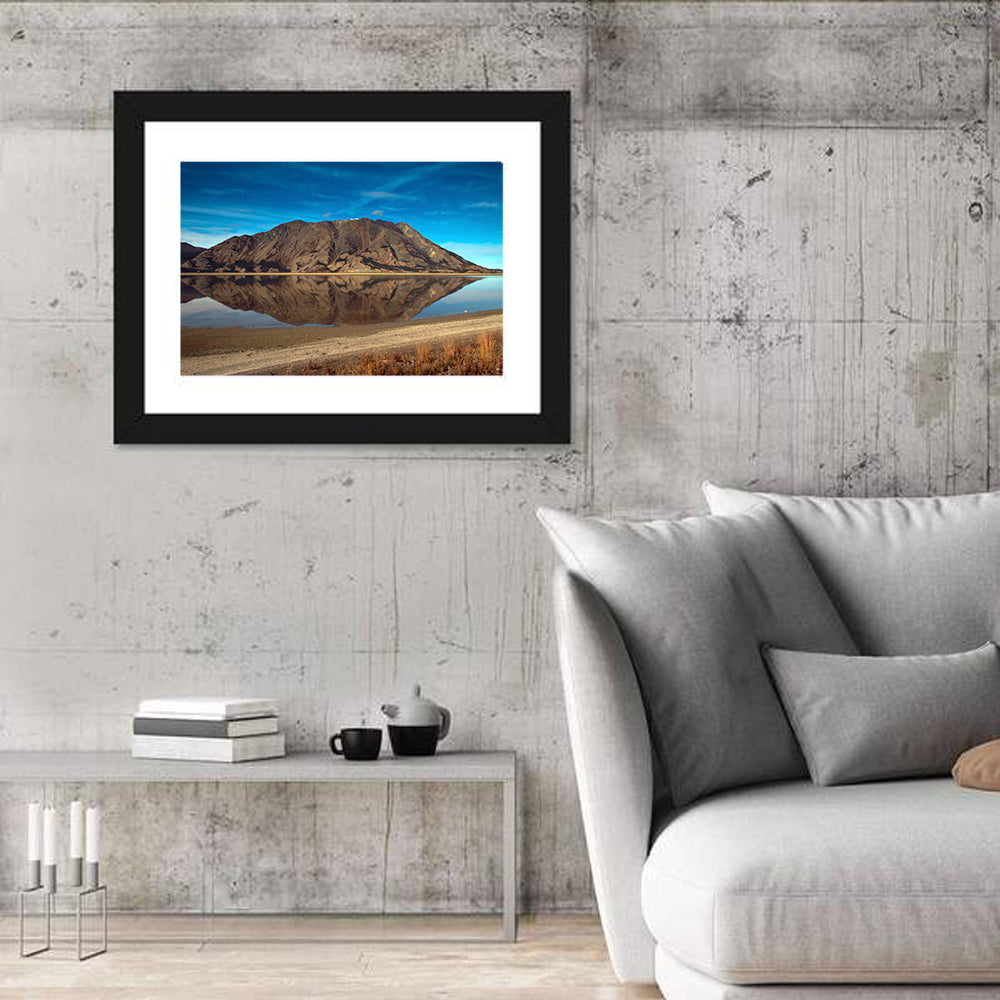 Rocky Peak Reflection, Kluane Lake Wall Art in a room, landscape