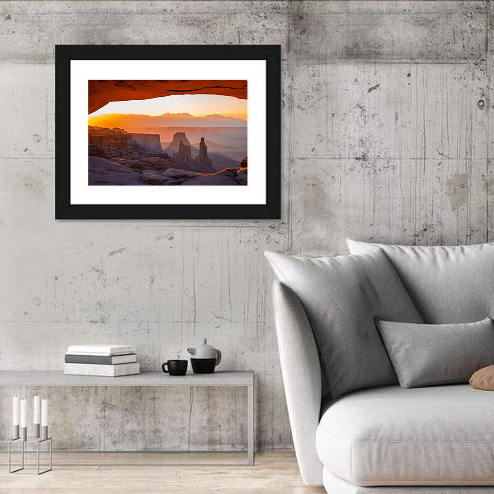 Mesa Arch Sunrise Wall Art in a room, landscape