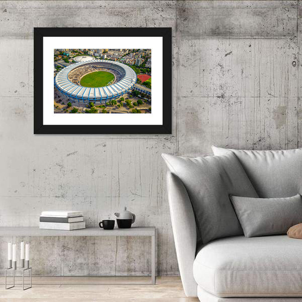 Maracanã Stadium Aerial View Wall Art in a room, landscape
