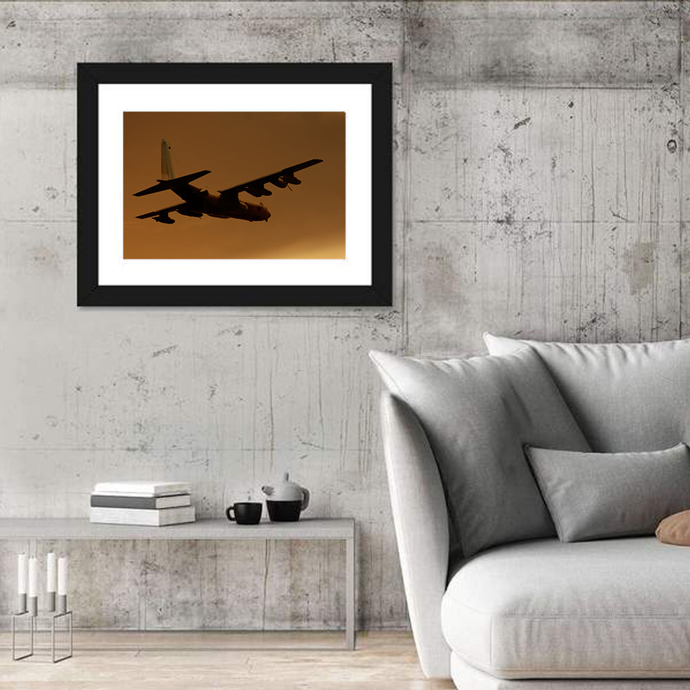 Turboprop Military Transport Silhouette Wall Art