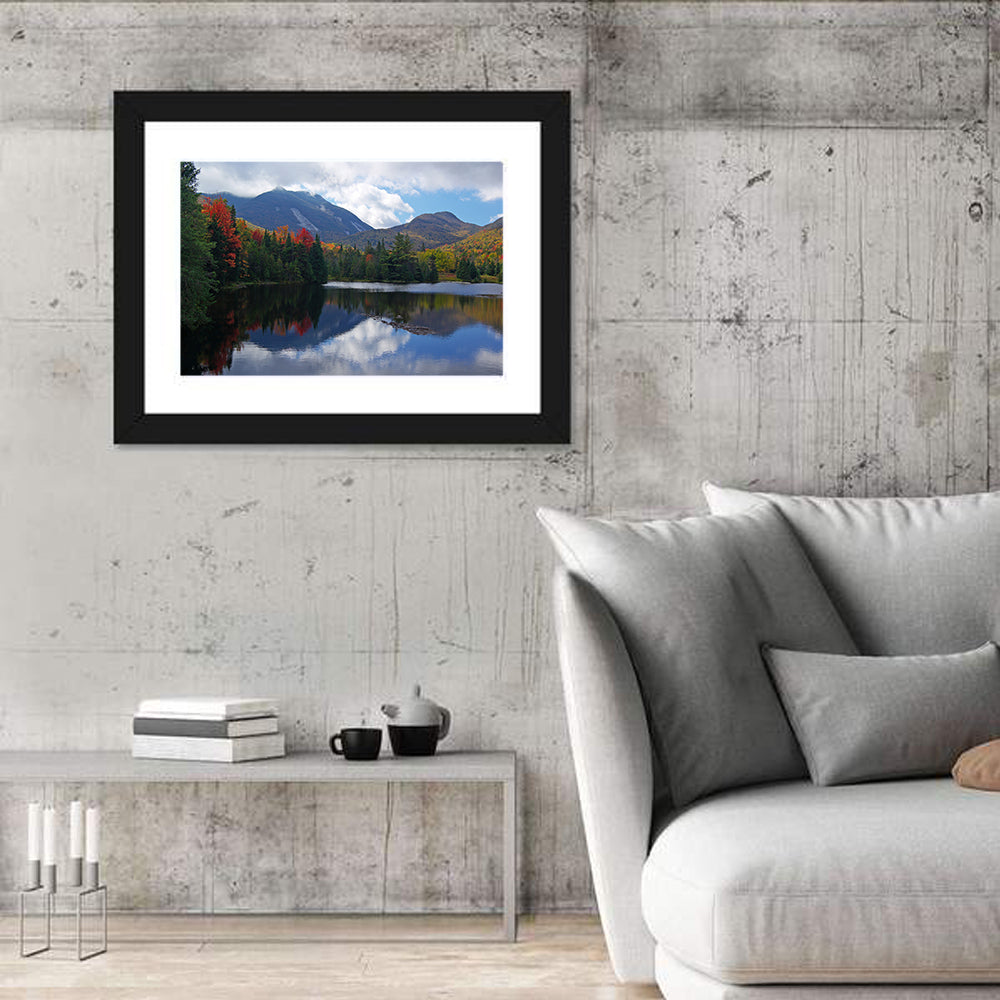 Adirondack Lake Reflection Wall Art in a room, landscape